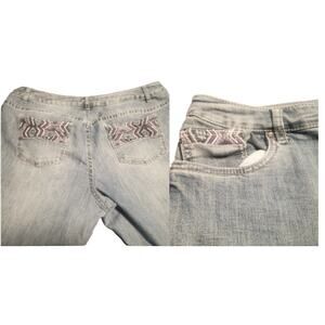 CJ Banks Size 16P (39x26) Embroidered Purple Sequined Stretch Denim Jeans